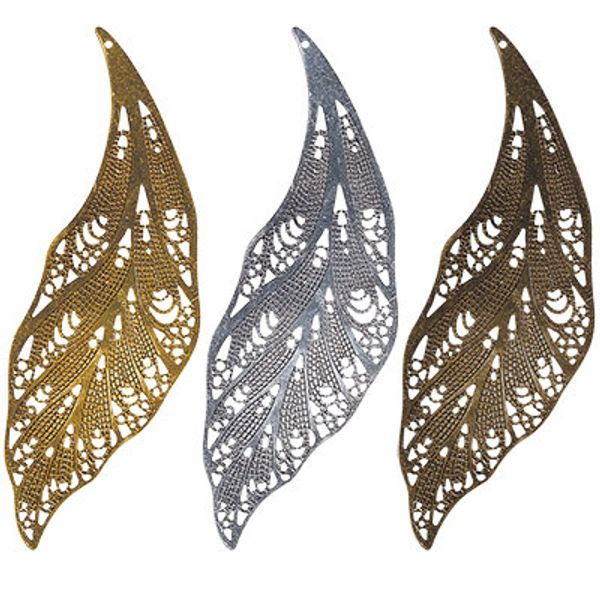 Филигранные элементы для бижутерии 7.3 см, лист, 2 шт, под античную бронзу, Zlatka FDP-027