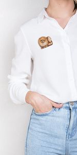 Набор для вышивания нитками Panna Живая картина JK-2345, Брошь. Шпиц Лаки, 6х5 см