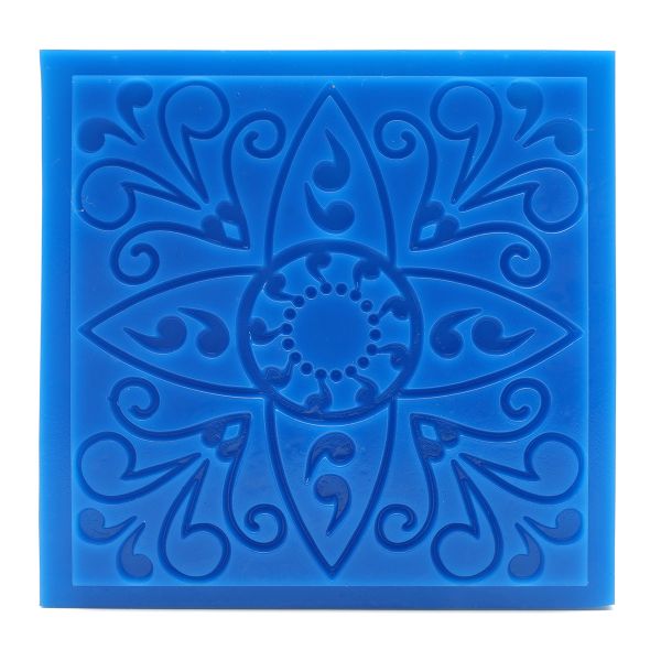 Текстурный лист ОРНАМЕНТ ЦВЕТОК 90х90х3 мм, Happy Clay, TLK-0002