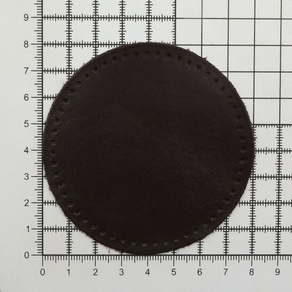 Заплатки пришивные из кожи, круг ⌀8см с перфорацией, 2 шт, 100% кожа, 03 темно-коричневый, 9121