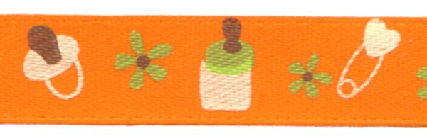 Лента атласная с рисунком 10.0 мм / 22.8±1 метра, B15/021 baby/оранжевый, Gamma ALP-103