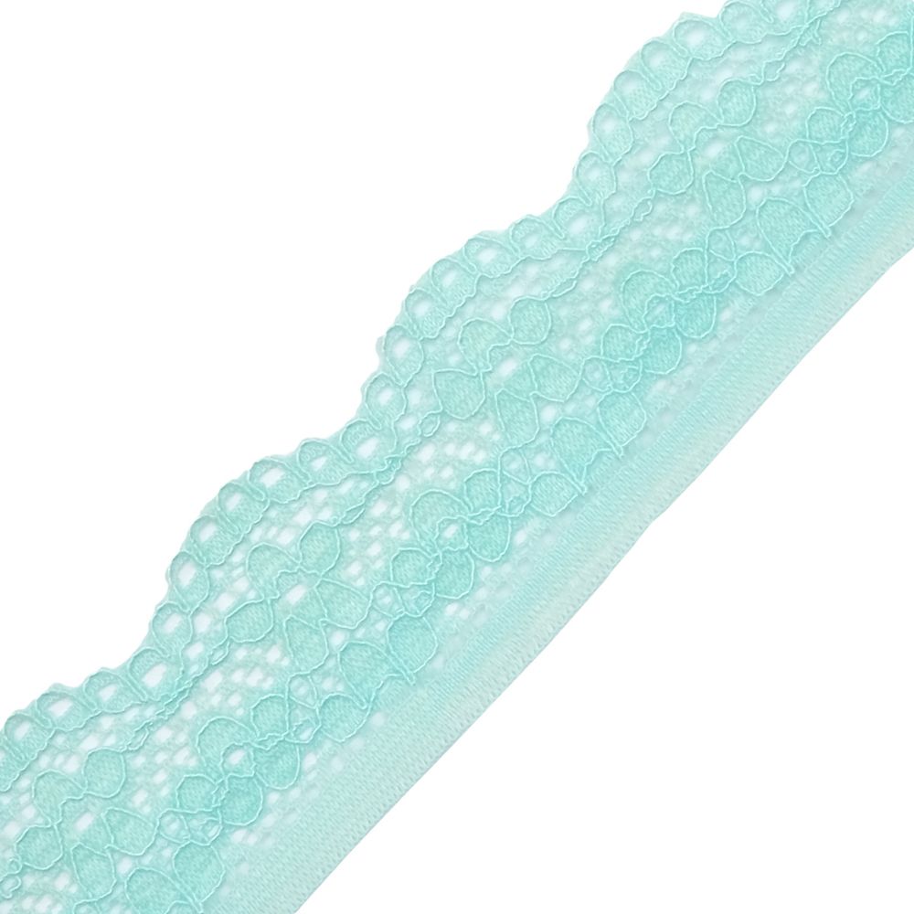 Кружево эластичное (стрейч) 25 мм / 50 метров, голубой, К009.025