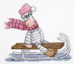 Набор для вышивания нитками Klart, На санках, 19х17 см