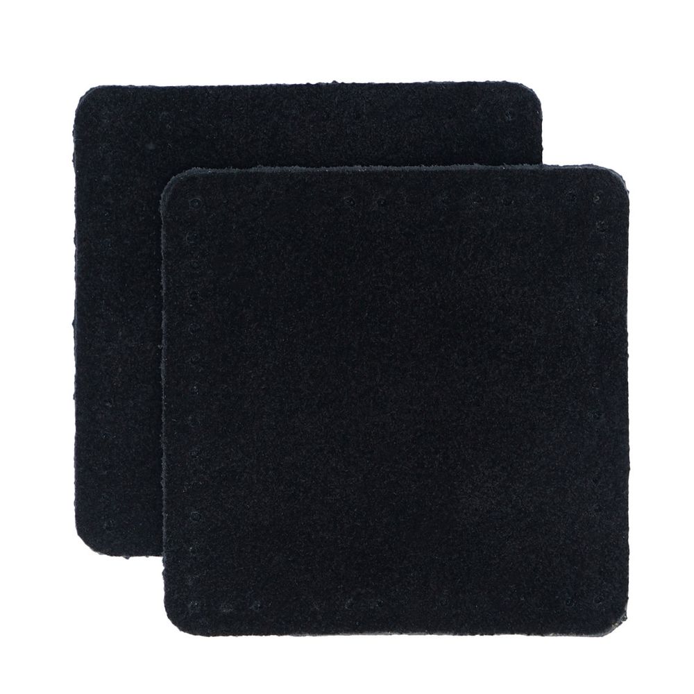 Заплатки пришивные из замши, квадрат 6см с перфорацией, 2 шт, 100% кожа, 20 черный, 59112