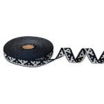 Лента (тесьма) жаккардовая 18.0 мм / 25±1 метров, Орнамент для северных народов, рис 6753 черный-белый, Gamma С3771