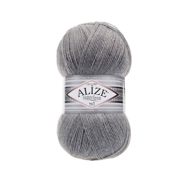 Пряжа Alize (Ализе) Superlana TIG / уп.5 мот. по 100 г, 570м, 021 серый меланж A