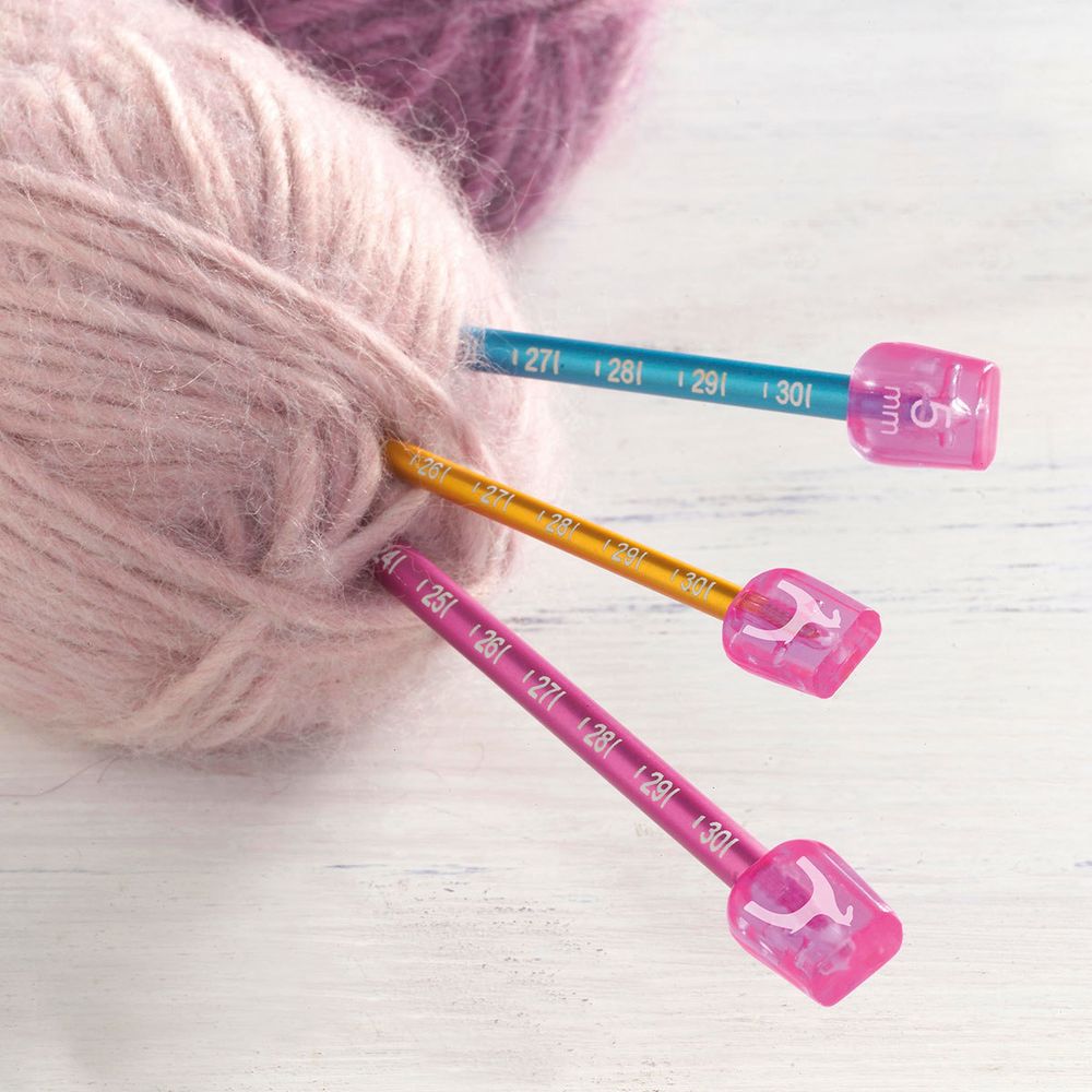 Спицы прямые с измерительной шкалой Pony ⌀2,0 мм, 35 см, металл, красный