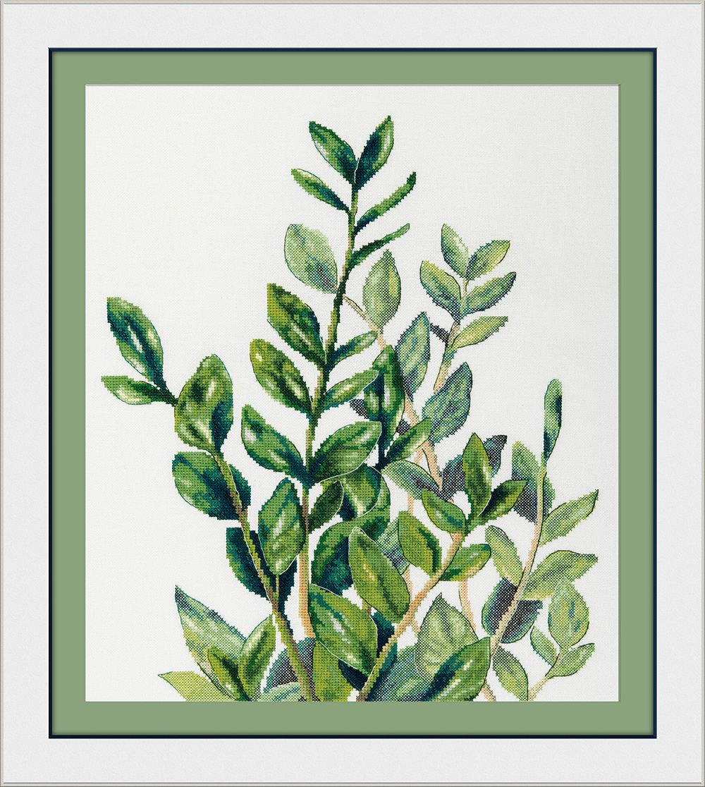 Набор для вышивания нитками Panna C-7454, Замиокулькас, 35х43.5 см