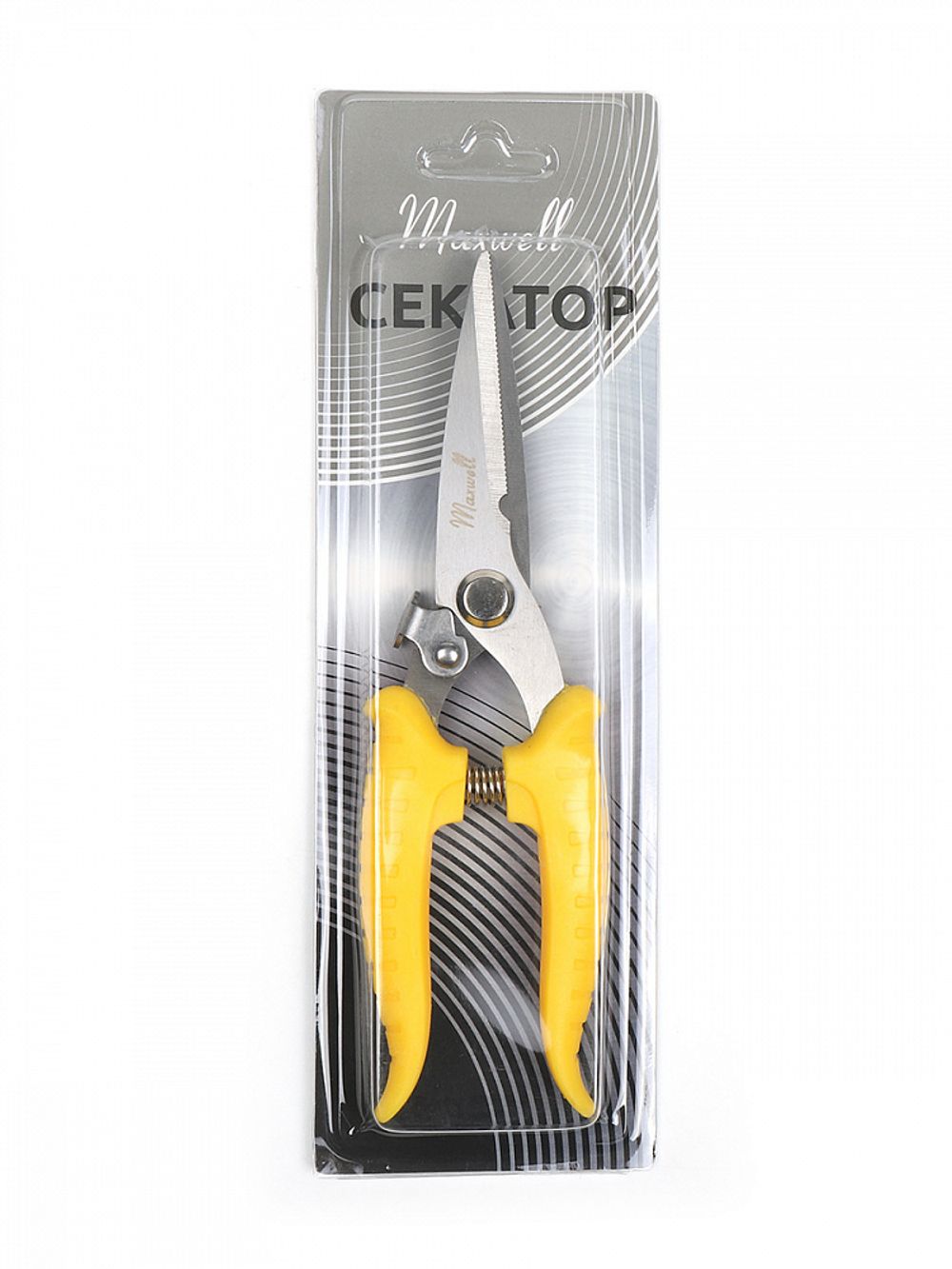 Секатор прямое лезвие 80/210.1 ручки желтый пластик, Maxwell Garden