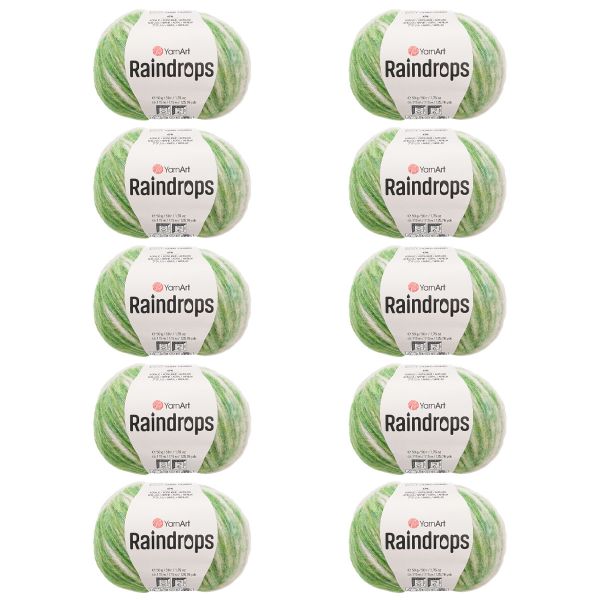 Пряжа YarnArt (ЯрнАрт) Raindrops / уп.10 мот. по 50 г, 115 м, 2912 зеленый меланж