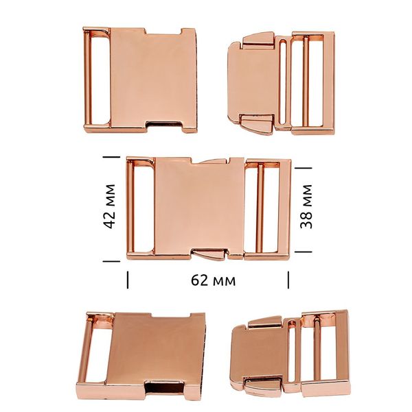 Фастекс (пряжка трезубец) металл 38 мм, 62x42 мм, золото, 6 шт