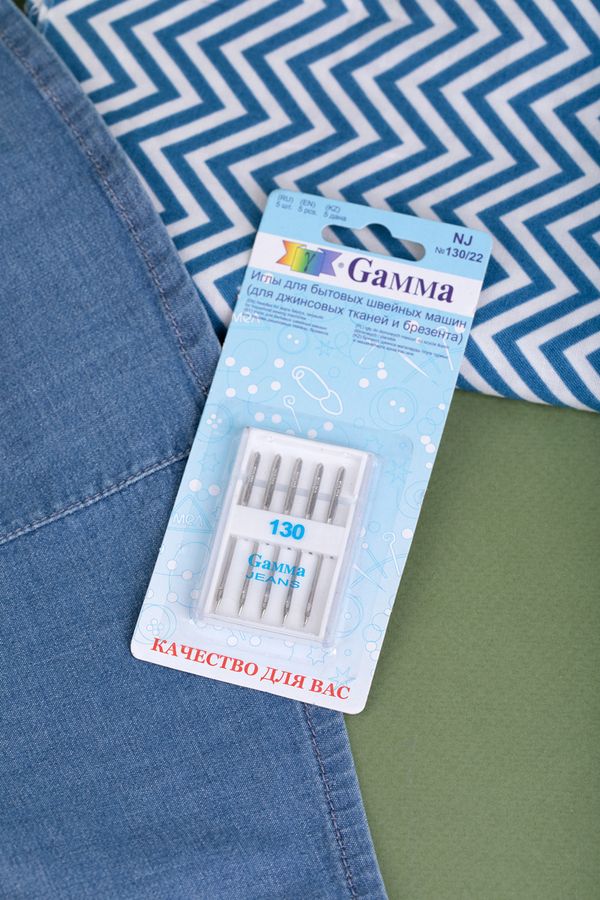 Иглы для швейных машин для джинсы 130/705 H, №130, 5 игл, М, Gamma NJ №130