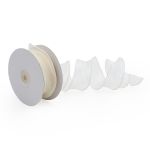 Лента декоративная с волнистым краем 38.0 мм / 18.29±1 метров, 100% органза, (02 молочный)