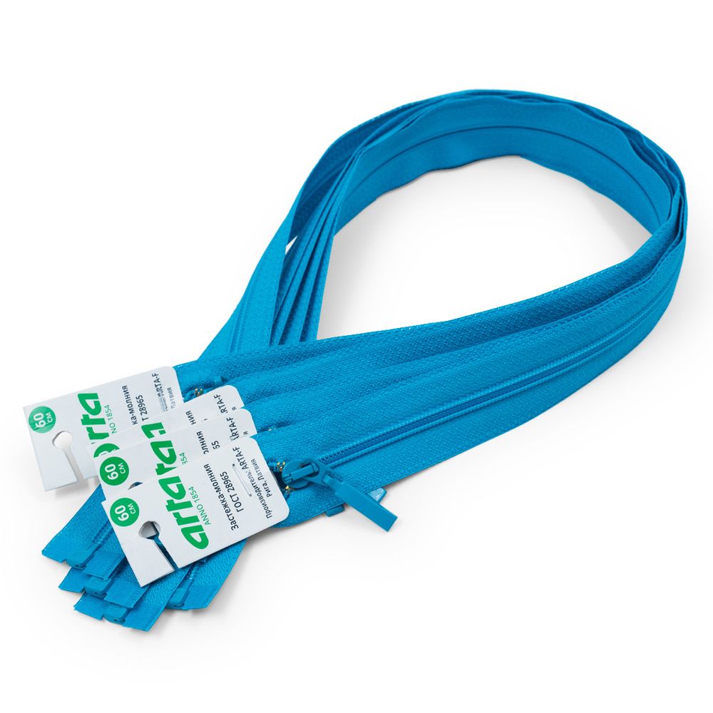 Молния спираль (витая) Arta Т5 (5 мм) 1 зам., разъем., 60 см, цв. 549 бирюза, уп.5 шт