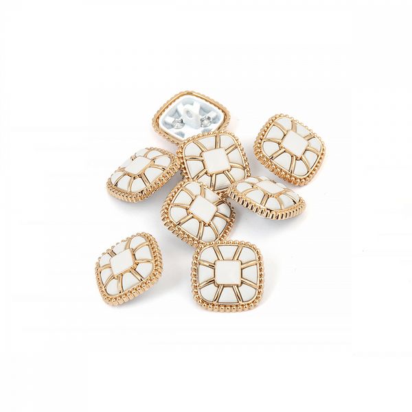 Пуговицы на ножке металлические 28L=18мм, С-MP07 цв.золото/белый, 10 шт