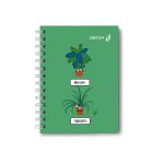 Записная книжка с твердым переплетом, матовая ламинация + выборочный лак, на гребне A6 120 л. 4 шт клетка, Зелёный оптимист 01592, ЗК224 Светоч