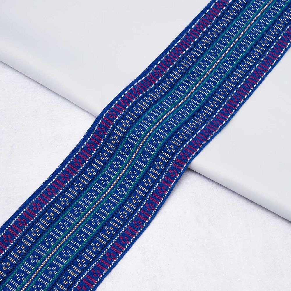 Лента для поясов 120 мм / 15 метров, рис 9857, син/бел/красн/зел/черн, С3882Г17