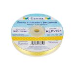 Лента атласная с рисунком 12.0 мм / 22.8 метров, D 117/001бежево-желтый/белый, Gamma ALP-121