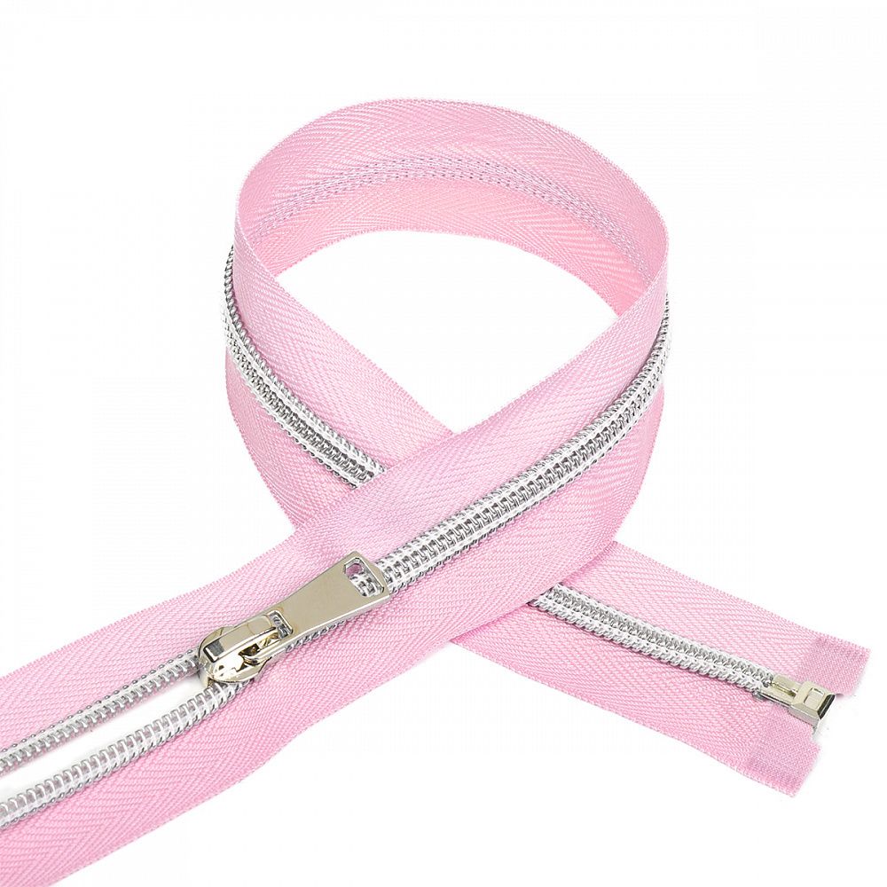 Молния спираль (витая) Т5 (5 мм) 1 зам., разъем., 45 см, декоративная, цв.S207 св.розовый уп.50 шт, Mzipp