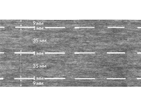 Лента корсажная клеевая перфорированная 91.0 мм / 200 метров, 50 г/м², цв. серый, 20150 9/1/35/1/35/1/9, БрючникоФФ