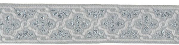 Лента (тесьма) жаккардовая 40.0 мм / 10±0.5 метров, (галун православный), серебро, Gamma TRJ-66