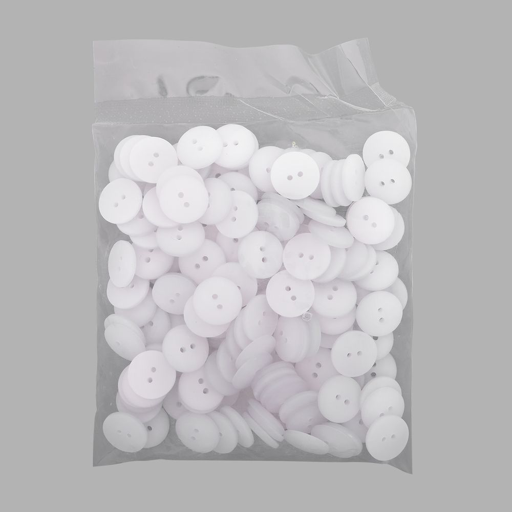 Пуговицы на 2 прокола 28L (18мм), пластик (White (белый)), CR-K18M, 144 шт