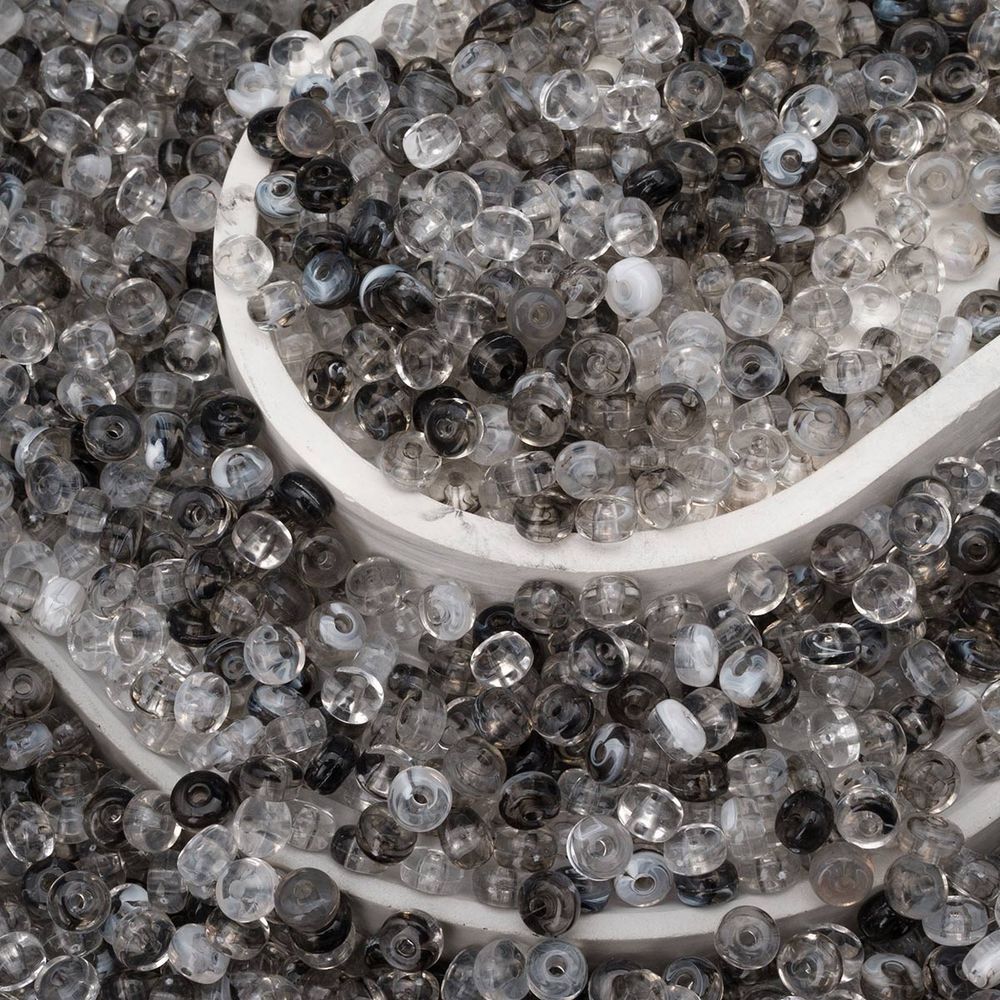 Бусины акрил 4х7 мм, 500 г, прозрач. в цвете, шайба, AD032 серый аквамарин, (7748710)2460 , Astra&Craft