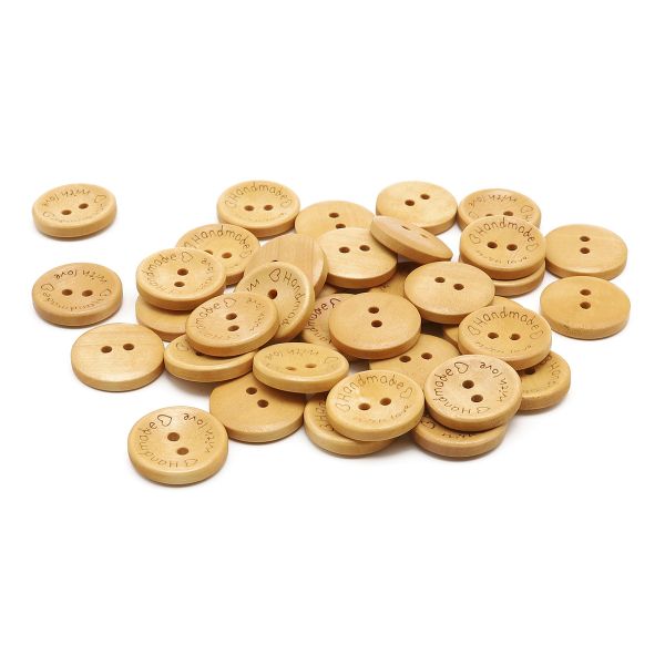 Пуговицы на 2 прокола Handmade with love 32L (20мм), дерево (Yellow (желтый)), W22, 36 шт