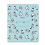 Тетрадь ученическая школьная, выборочный лак, A5 12 л. на скобе 65 г/м², белизна 100% 25 шт клетка, 01406 Деловой енот, Светоч Т87