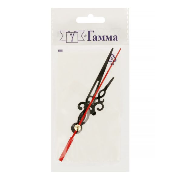 Стрелки для часовых механизмов (часовая/минутная/секундная) ЧМС, 5 шт, 68/95/98 мм, (черный/красный), ЧМС