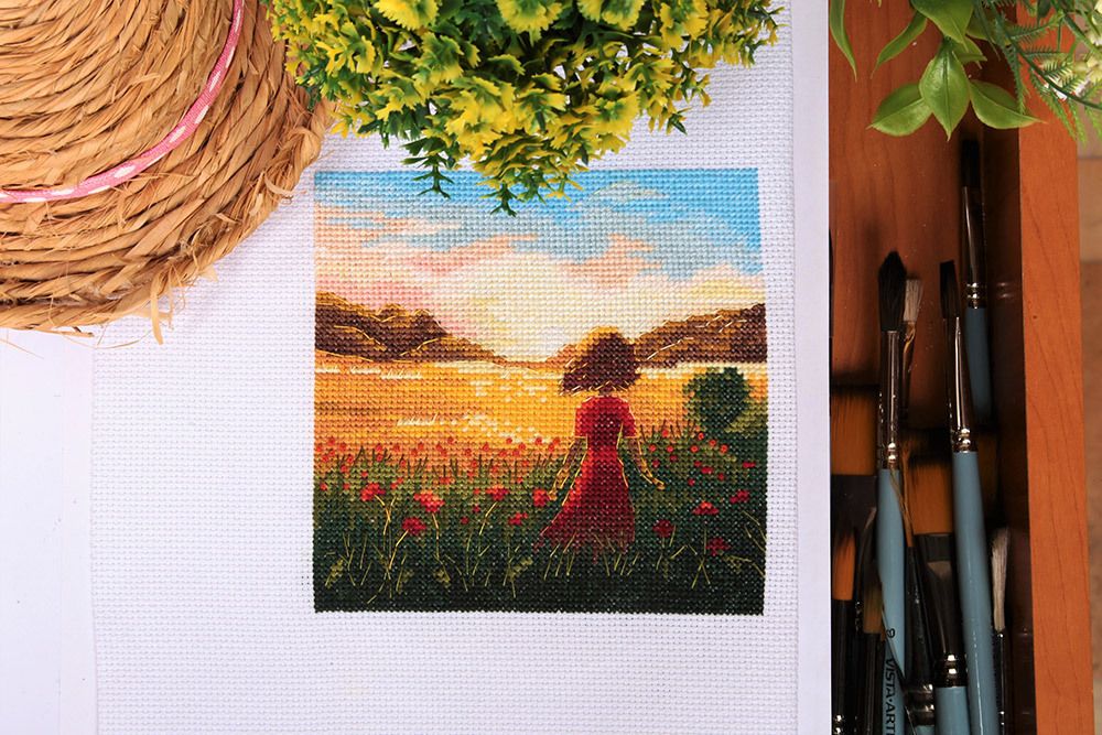 Набор для вышивания нитками Panna, Последний день лета, 12х12 см