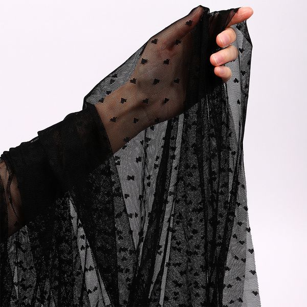 Сетка бельевая эластичная 55 г/м², шир.150 см / 24 кг (1кг-12,5м), Сердечки, цв.черный /OLG015.170/