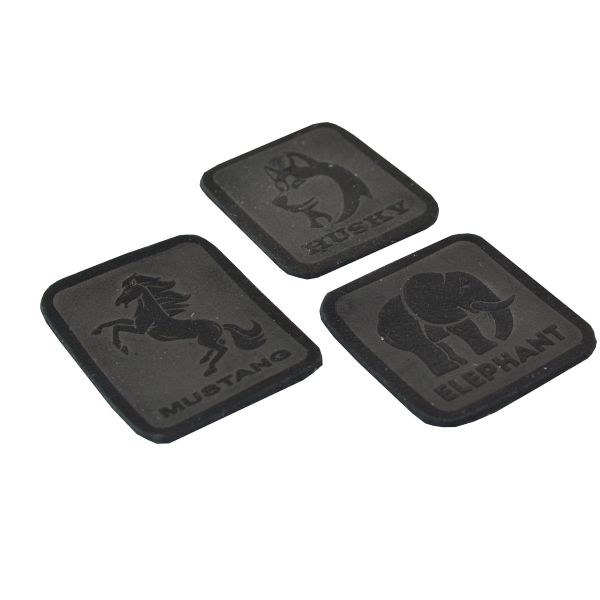 Набор термоаппликаций из замши: Husky - 1шт Mustang - 1шт Elephant - 1шт, 100% кожа, 433 черный