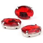 Хрустальные стразы в цапах овальной формы, красный 13х18 мм, 3 шт., ОЦ005НН1318