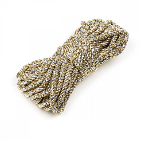 Шнур витой ⌀5.0 мм / 10 метров, серебро/золото, M10883