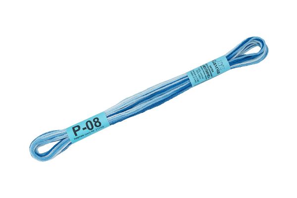 Мулине Gamma меланж, цв.Р-08 небесный-бл.голубой, 12 мотков по 8 метров