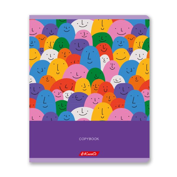 Тетрадь ученическая общая, глянцевая ламинация, A5+ 96 л. на скобе 60 г/м², белизна 100%, 5 шт, клетка в термоусадочной пленке, 000788 Рожицы, Светоч 96ТЕТк-004