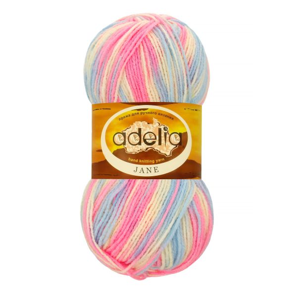 Пряжа Adelia Jane / уп.10 мот. по 50г, 227м, 03 бл.желтый-яр.розовый-голубой
