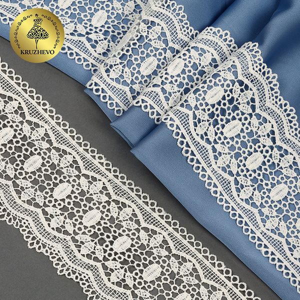 Кружево гипюр (плетёное) 80 мм, матовая нить TBY.0618, цв.F102 молочный уп.13.71м, Kruzhevo