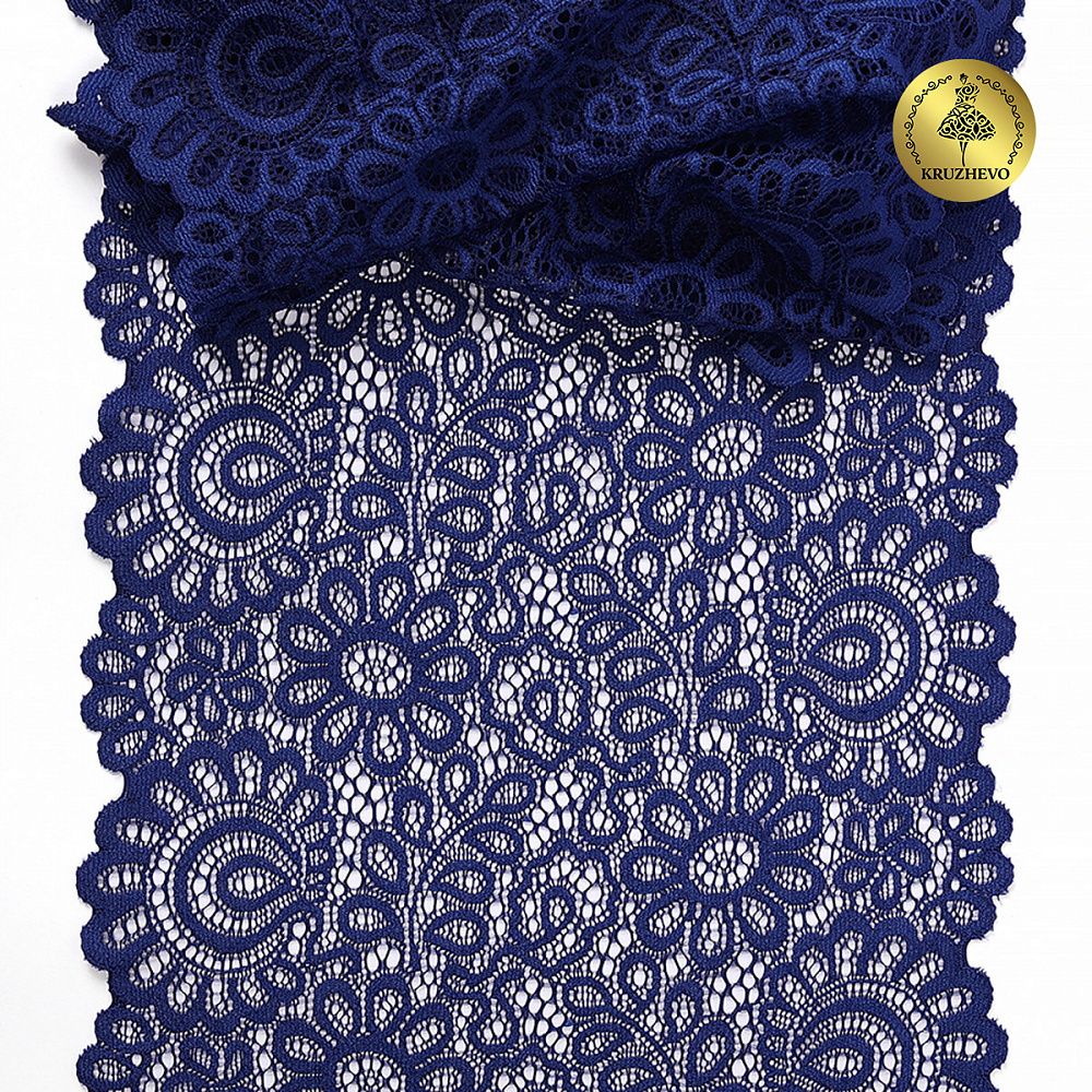 Кружево бельевое эластичное 205 мм / 3 м, TBY.YSTL00839, цв.L1832 синий, Kruzhevo