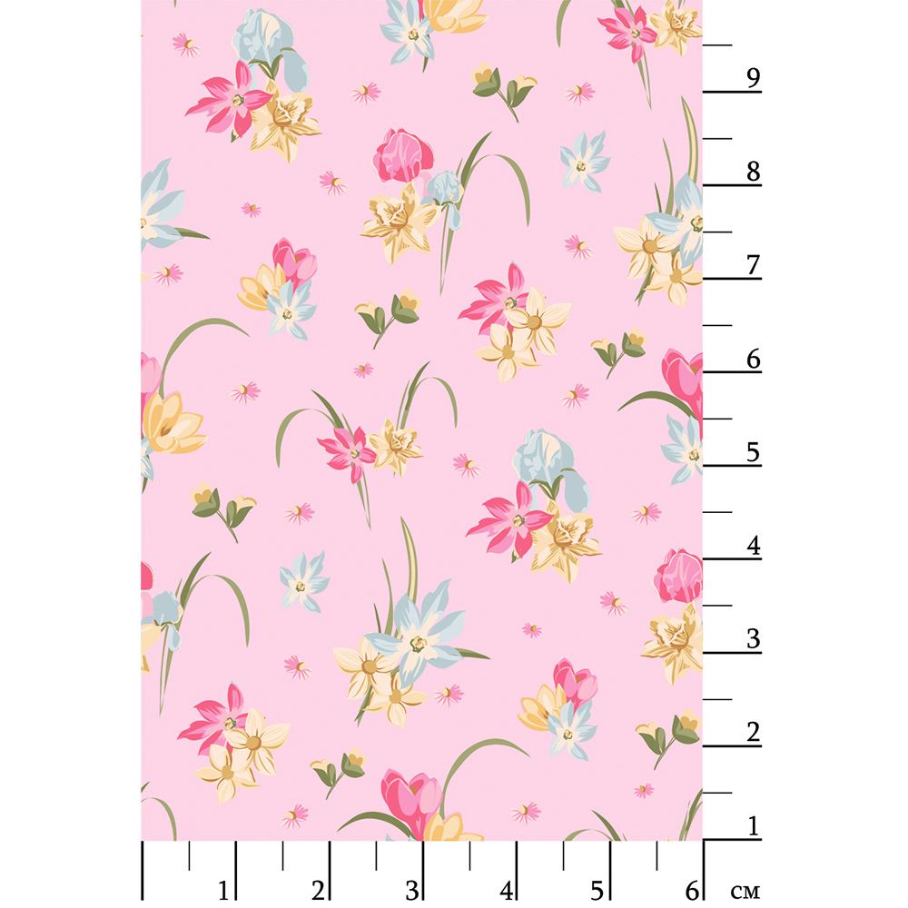 Ткань для пэчворка Peppy Весенний этюд, отрез 50х55 см, 146 г/м², ВЭ-15 розовый, Peppy