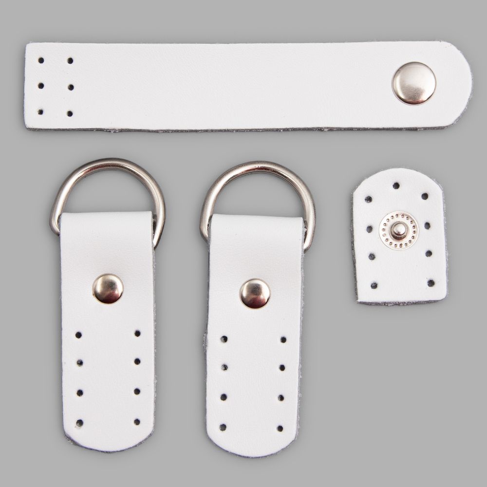 Набор для сумки Застежка 2х10.1 см - 1шт, петельки 2х5.4 см -, 2 шт, 100% кожа, 88 белый, 1406
