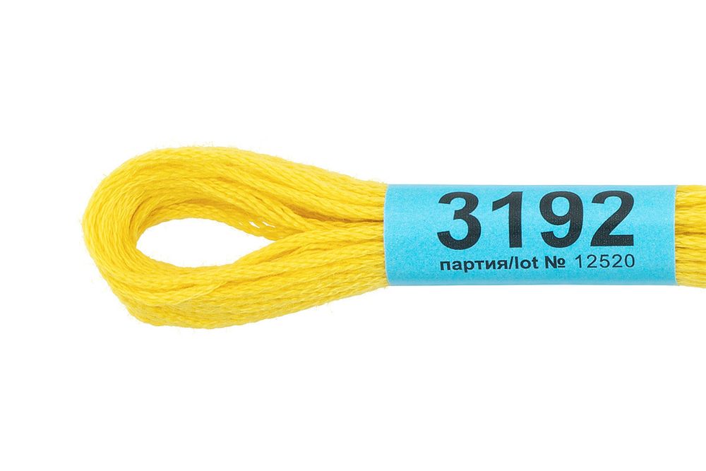 Мулине Gamma 100% хлопок, цв.3192 яр.желтый, 24 мотка по 8 метров