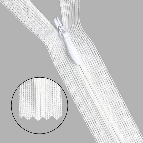 Молния потайная (скрытая) Т3 (3 мм) 1 зам., н/раз., 20 см, белый, 31201 / 20, 10 шт