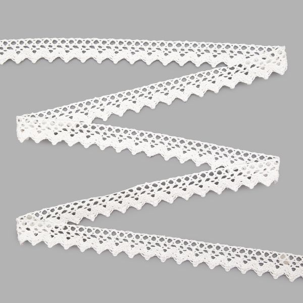 Кружево вязаное (тесьма) хлопковое 16 мм / 5 метров, цвет белый