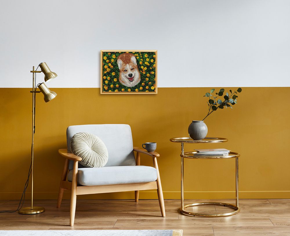 Картина по номерам Фрея, Радостный корги, 40х30 см