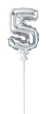 Шар самодув Цифра, 5 шт, 5, серебряная, Boomzee FBZ-04