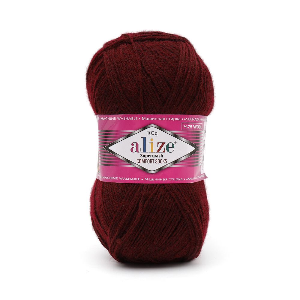 Пряжа Alize (Ализе) Superwash Comfort Socks / уп.5 мот. по 100 г, 420м, 578 бордовый