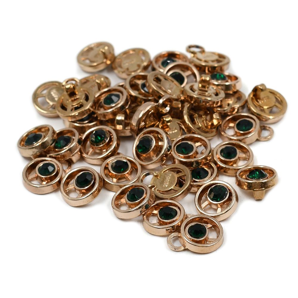 Крючки пришивные декоративные 10х21 мм, золото цв.02/зеленый цв.912, 20 шт