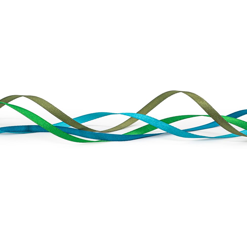 Набор атласных лент 6 мм, 32.9 м, 4 ролика в упаковке, зелено-бирюзовый микс